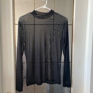 Black sheer long-sleeve top